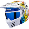 ICON Elsinore Doodle 3 White Multi 3XL Open‑Face Motorcycle Helmet with Modular Face Mask