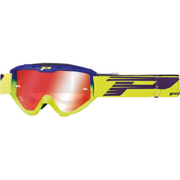 PRO GRIP PZ3450BEGFFL3450 3450 FL Goggles Offroad ATV Motorcycle Dirtbike- Riot - Electric Blue/Yellow Fluo - Orange Mirror Lens
