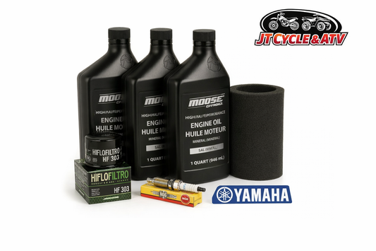 Yamaha Rhino 450 (06–09) Oil Change Filter Kit – Moose Offroad Oil, HF303 Filter, NGK Plug, Emgo Air Filter with 6" Yamaha Decal Sticker