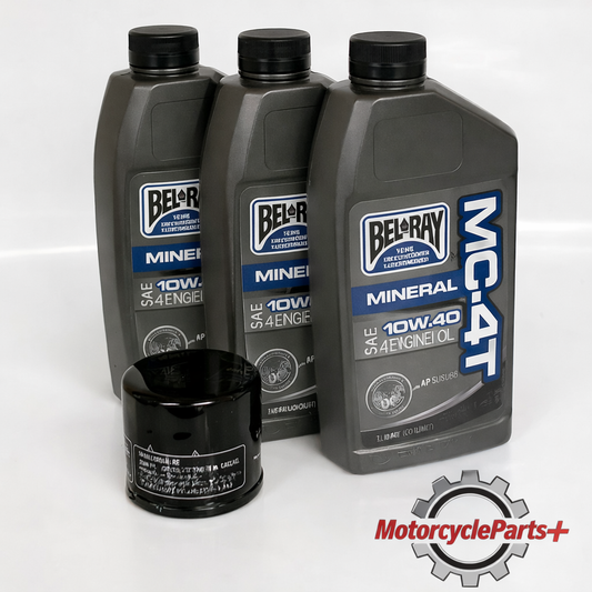 Suzuki SV650 Oil Change Kit with BelRay 10W‑40 motor oil and HifloFiltro oil filter for 1999‑UP models
