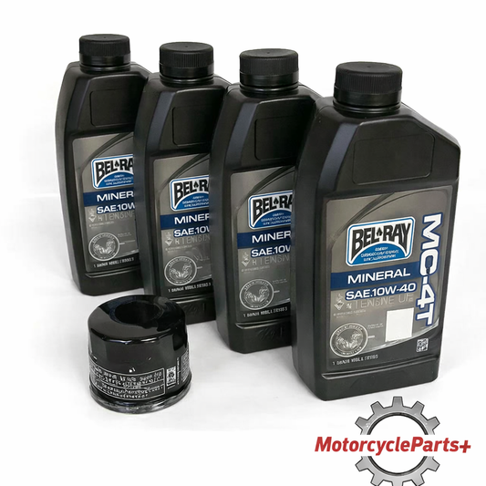Suzuki GSX600 Katana Oil Change Kit with BelRay 10W‑40 motor oil and HifloFiltro oil filter for 1988‑UP models
