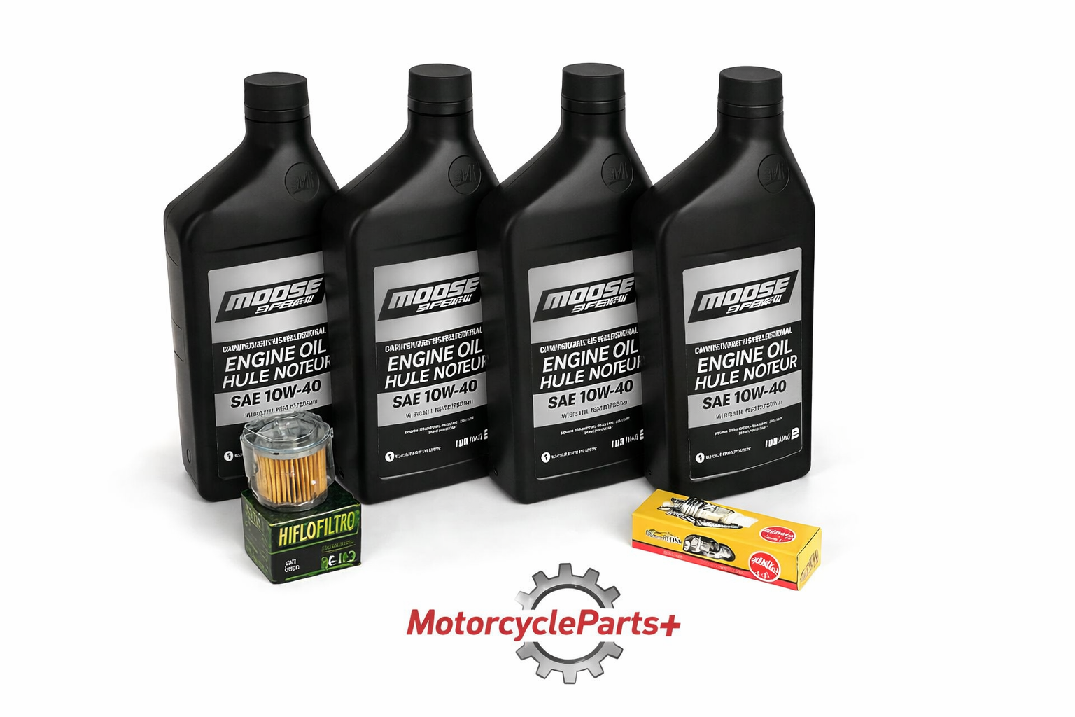 Yamaha Big Bear Kodiak 400 Oil Change Kit Moose 10W‑40 Hiflo Filter NGK Plug