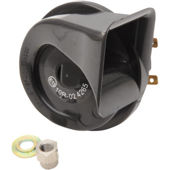 DRAG SPECIALTIES 2107-0156 12V Black Cow Bell Horn - Harley Davidson FLT 1990-2024