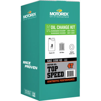 Motorex Oil Change Kit – Kawasaki KX250 – 10W‑40 Synthetic Engine Oil – Exact Fill – 10% Off