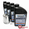 Harley Twin Cam oil change kit with Drag Specialties 20W-50 mineral oil and HiFlo HF171CRC chrome filter
