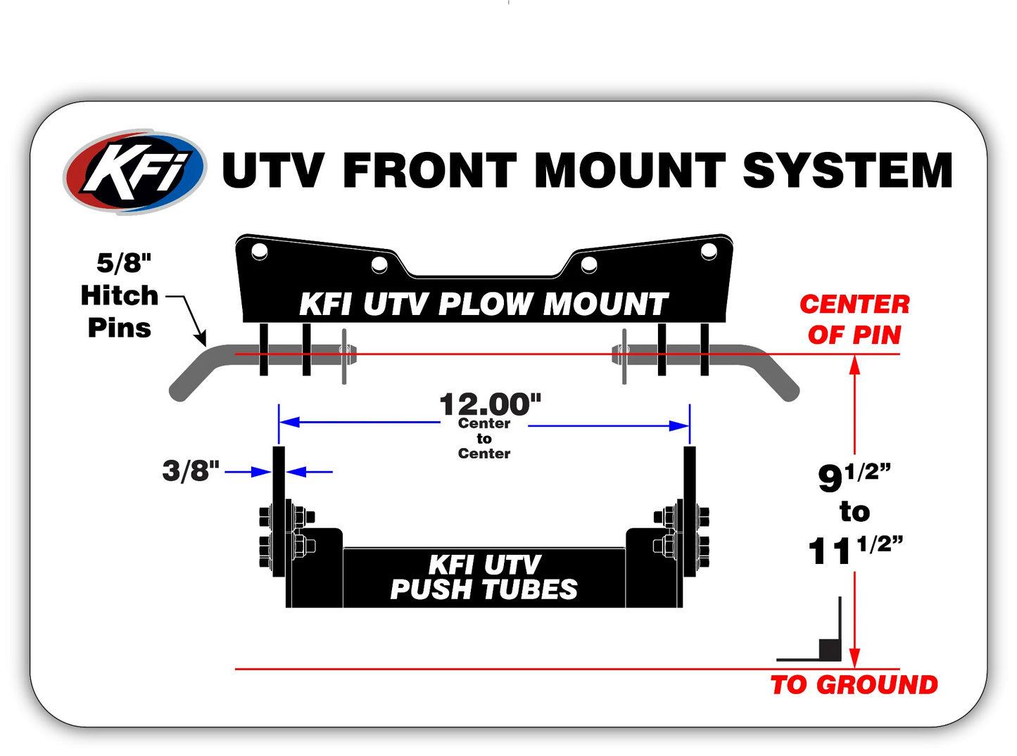 Open Trail KFI 106300 UTV Snow Plow Push Tube – PRO 2.0 Square Tube System – Made in USA