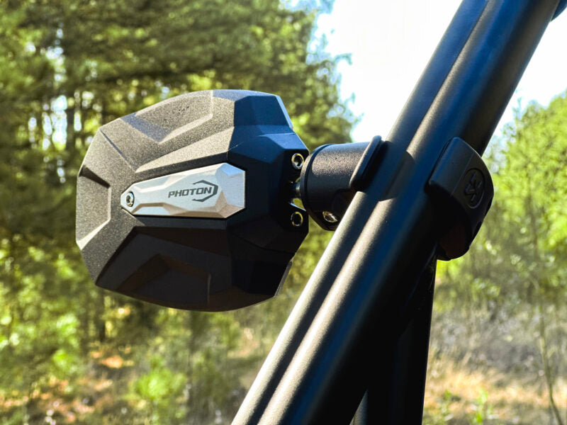 Seizmik Photon UTV Mirrors 18112 – Cast Aluminum Side View Mirror Pair for Polaris Ranger, RZR, Can‑Am, Honda, Kawasaki – Fits 1.75″–2″ ROPS