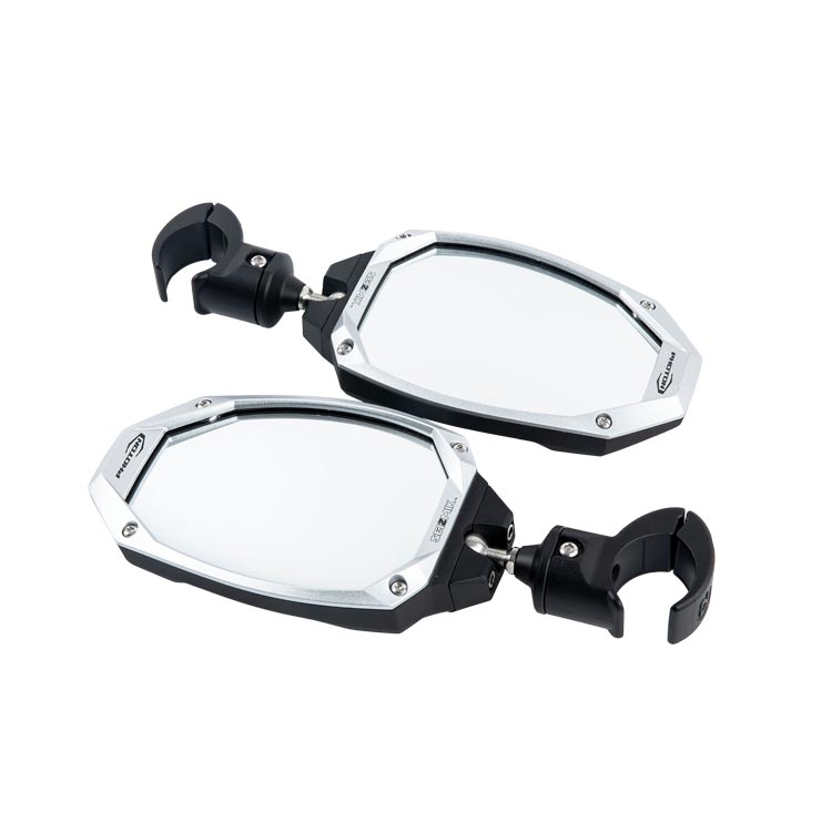 Seizmik Photon UTV Mirrors 18112 – Cast Aluminum Side View Mirror Pair for Polaris Ranger, RZR, Can‑Am, Honda, Kawasaki – Fits 1.75″–2″ ROPS
