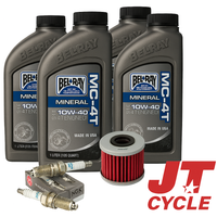 Yamaha V Star 1100 Virago 500 700 750 Oil / HiFlo Filter Change Kit BelRay 10W‑40 + NGK Spark Plug