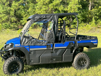 Seizmik Soft Upper Doors with Zippered Windows installed on Kawasaki Mule Pro‑FX / FXT front row