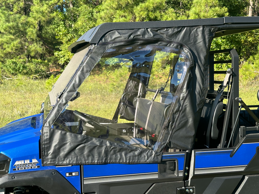 Seizmik Soft Upper Doors with Zippered Windows – Fits Kawasaki Mule Pro‑FX / FXT / DX / DXT (Front Row Only) – Marine‑Grade Canvas & Aqua‑View Vinyl