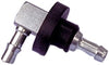 1/4" Fuel Tank Elbow Fitting, 90‑degree metal push‑in design with rubber grommet, universal drill‑in gas line port.