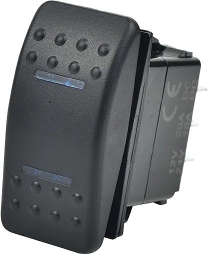 ON-OFF-ON 3 Position DPDT Boat UTV Rocker Switch DC 12V 20A,24V 10A 7 pin Blue LED Light Toggle Dash