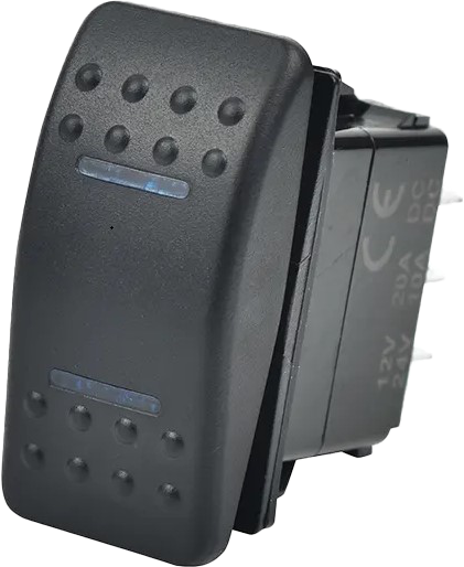 ON-OFF-ON 3 Position DPDT Boat UTV Rocker Switch DC 12V 20A,24V 10A 7 pin Blue LED Light Toggle Dash