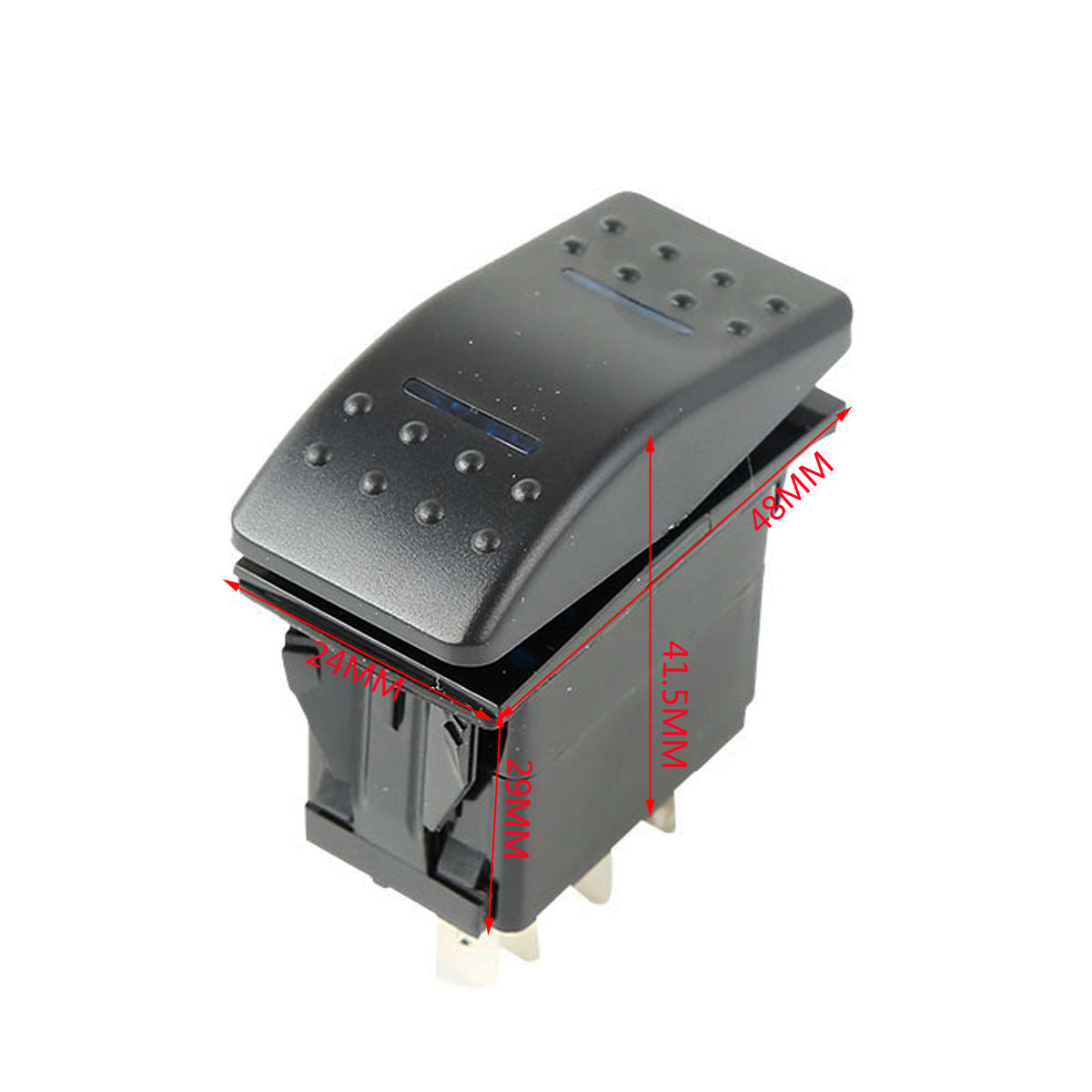 ON-OFF-ON 3 Position DPDT Boat UTV Rocker Switch DC 12V 20A,24V 10A 7 pin Blue LED Light Toggle Dash