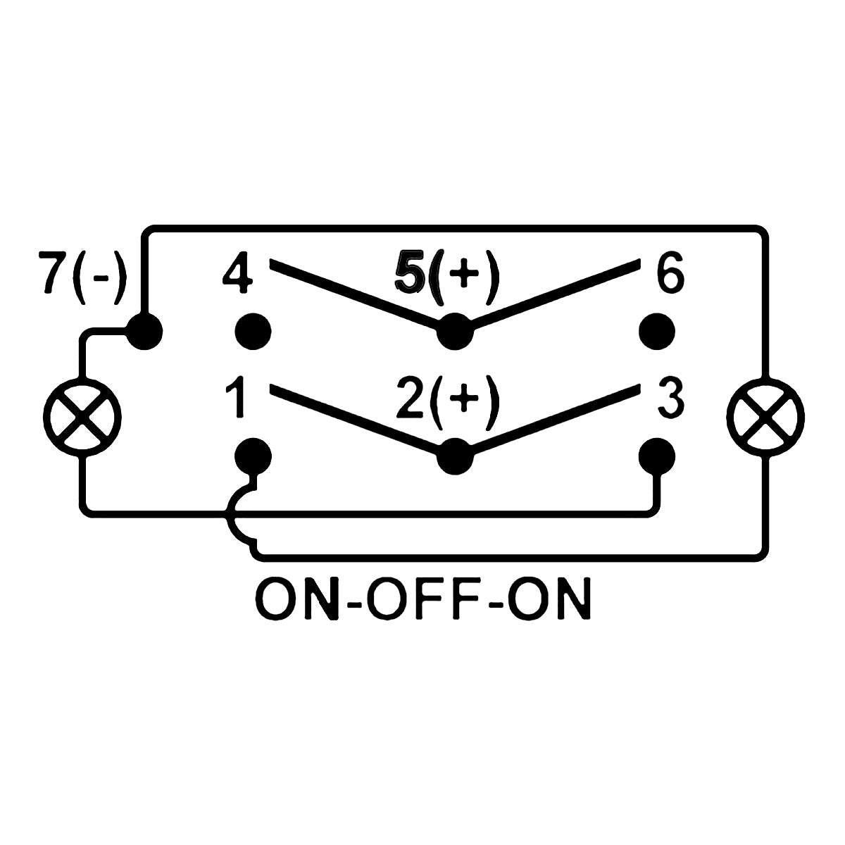 ON-OFF-ON 3 Position DPDT Boat UTV Rocker Switch DC 12V 20A,24V 10A 7 pin Blue LED Light Toggle Dash