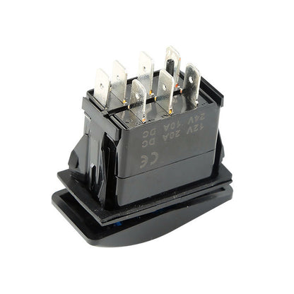ON-OFF-ON 3 Position DPDT Boat UTV Rocker Switch DC 12V 20A,24V 10A 7 pin Blue LED Light Toggle Dash