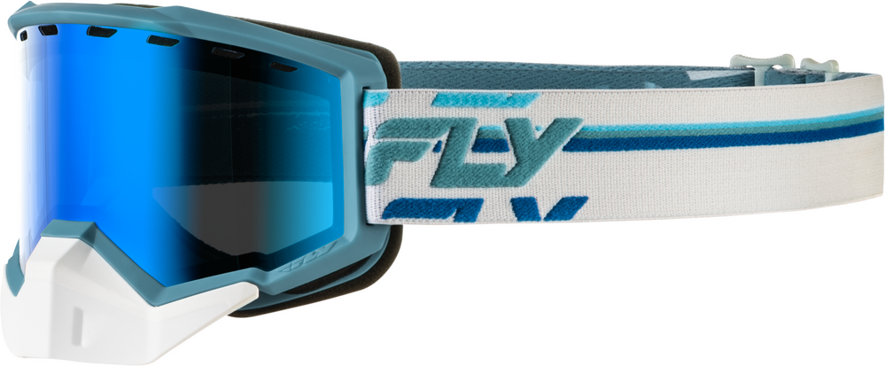 FLY Racing Focus Snow Goggle White Blue with Blue Mirror Dual‑Pane Lens