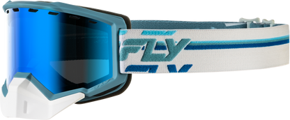 FLY Racing Focus Snow Goggle White Blue with Blue Mirror Dual‑Pane Lens