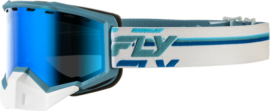 FLY Racing Focus Snow Goggle White Blue with Blue Mirror Dual‑Pane Lens