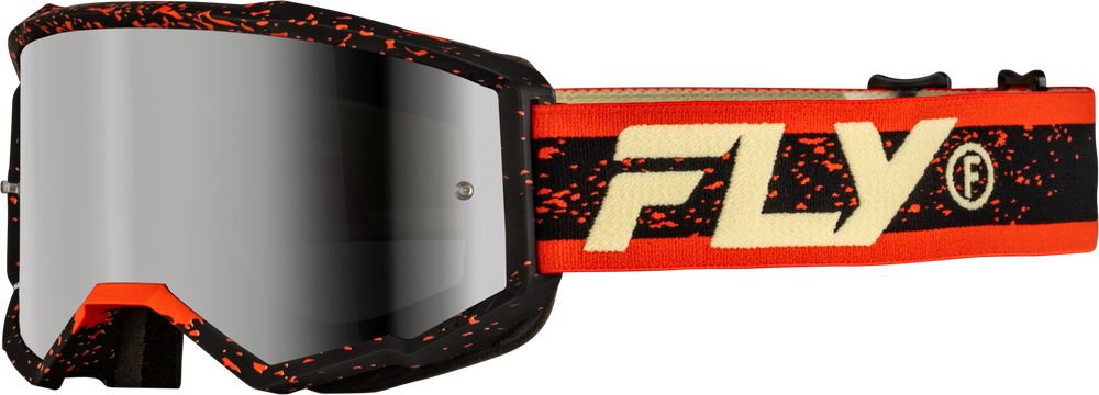 FLY Racing Zone Off‑Road Goggle Black/Red/Cream with Silver Mirror/Smoke Lens – 37‑51527