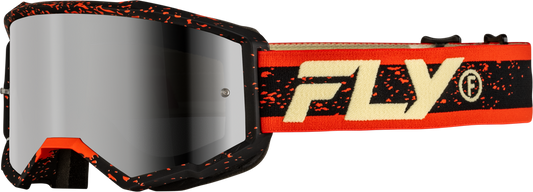 FLY Racing Zone Off‑Road Goggle Black/Red/Cream with Silver Mirror/Smoke Lens – 37‑51527