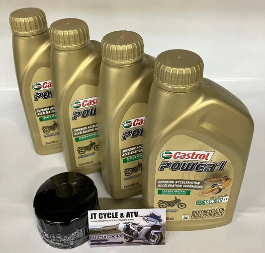Castrol 10W-50 Oil Filter Change Kit for BMW 650GS 700GS F800 1000RR K1200 R1200 K1300 Full Synthetic Service Maintenance