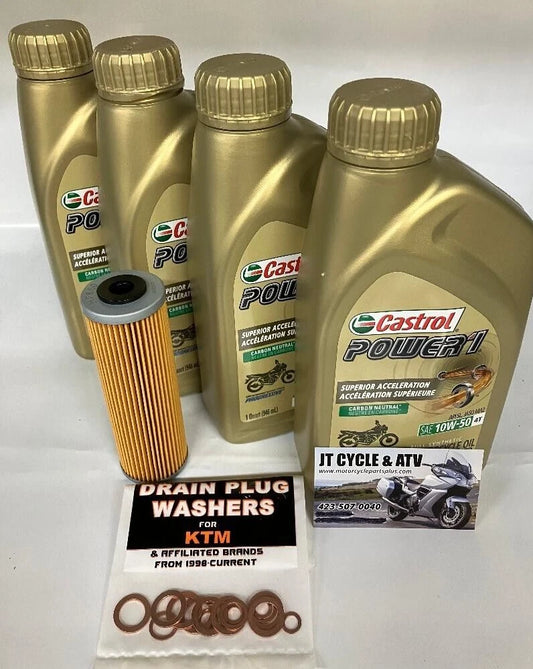 Castrol Full Synthetic 10W-50 Oil Change Kit for KTM 950 990 1050 Adventure 03-16