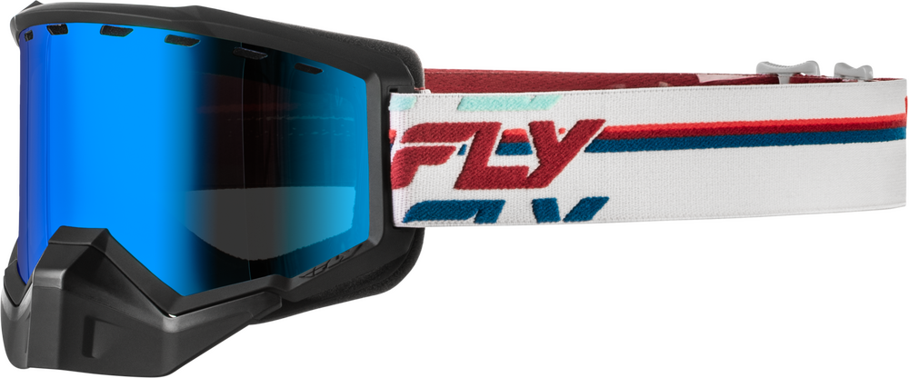 FLY Racing Focus Snow Goggle Red White with Smoke Dark Blue Dual‑Pane Lens