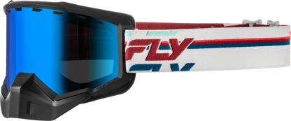 FLY Racing Focus Snow Goggle Red White with Smoke Dark Blue Dual‑Pane Lens