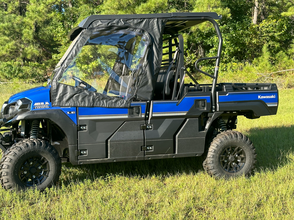 Seizmik Soft Upper Doors with Zippered Windows – Fits Kawasaki Mule Pro‑FX / FXT / DX / DXT (Front Row Only) – Marine‑Grade Canvas & Aqua‑View Vinyl