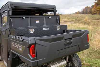 Kolpin Mid‑Size UTV Aluminum Bed Box – 15‑Gauge Diamond Plate – Lockable Latches – Gas‑Shock Lid – Weatherproof Storage – Fits Polaris & CFMOTO Mid‑Size Models