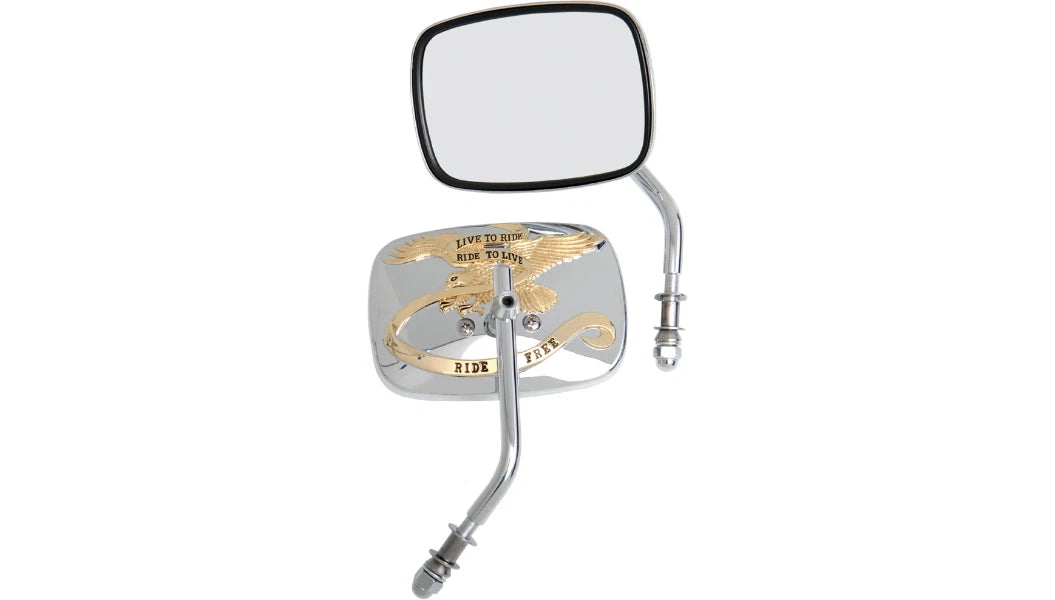 Drag Specialties Harley Style Chrome Gold Live to Ride Custom Mirrors