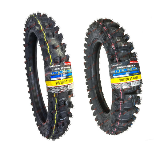 Dunlop 70/100-17 & 90/100-14 Tire Set Front + Rear Tires MX34 YZ85 CR85 85SX KX85 RM85