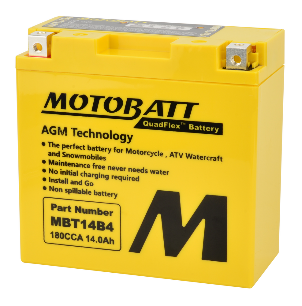 MOTOBATT BATTERY MBT14B4 SEALED FACTORY ACTIVATED Replaces # YT14B-4 and YT14B-BS