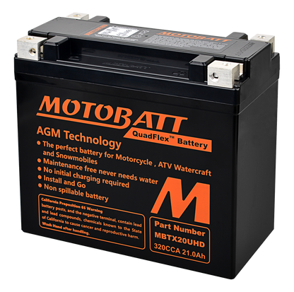 MOTOBATT BATTERY MBTX20U(HD) SEALED FACTORY ACTIVATED Replaces # 12N16-3A 12N16-3B 12N16-4A 12N16-4B YB16A YB16A2 YB16L-A YB16L-A2 YB16-B YB16-B2 YB16LB2  SYB16L-B YB16-B-CX YB16C-B YB16CL-B YB16HL-A-CX YB16L-B