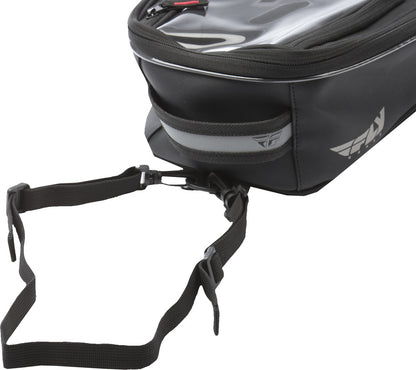 FLY Racing Small Tank Bag Black Motorcycle ATV Dual Sport ADV 7.5L Touch Screen Pocket Rain Cover
