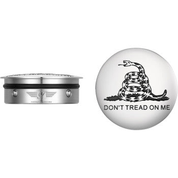 FIGURATI DESIGNS 1303-0365 FD40-DTOM-SS Swing Arm Swingarm Chrome Covers For select Harley Models "Don't Tread On Me" - Custom