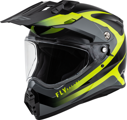 FLY Racing Trekker Pulse Dual Sport Offroad ATV Motorcycle Helmet in Black/Hi-Vis (XL)