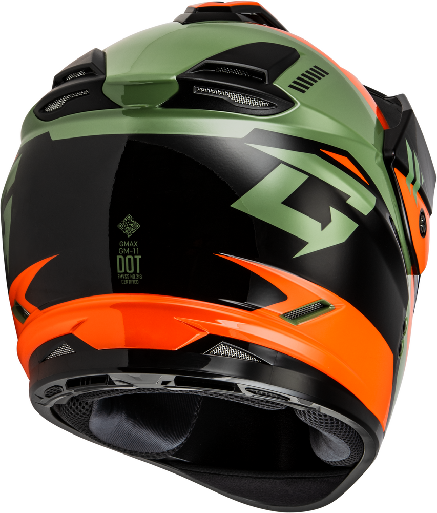 GMAX GM-11S Ronin Snow Motorcycle Offroad Dual Sport ADV ATV Helmet in Orange/Green/Black (XL only)