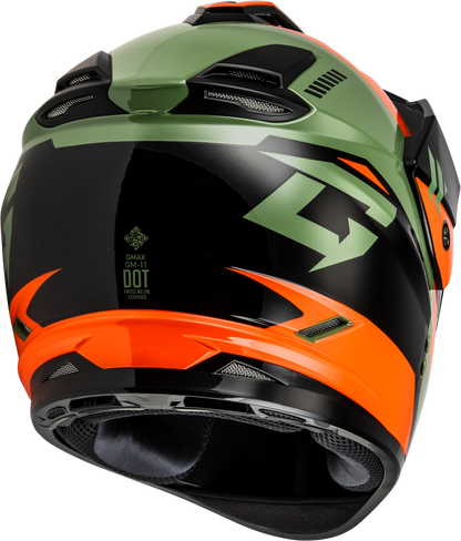GMAX GM-11S Ronin Snow Motorcycle Offroad Dual Sport ADV ATV Helmet in Orange/Green/Black (XL only)