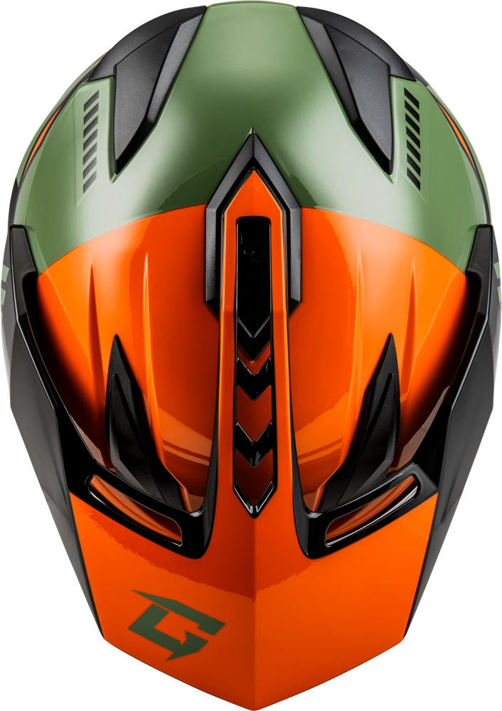 GMAX GM-11S Ronin Snow Motorcycle Offroad Dual Sport ADV ATV Helmet in Orange/Green/Black (XL only)