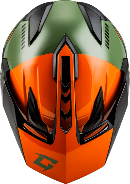 GMAX GM-11S Ronin Snow Motorcycle Offroad Dual Sport ADV ATV Helmet in Orange/Green/Black (XL only)