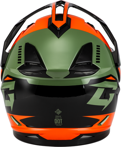 GMAX GM-11S Ronin Snow Motorcycle Offroad Dual Sport ADV ATV Helmet in Orange/Green/Black (XL only)