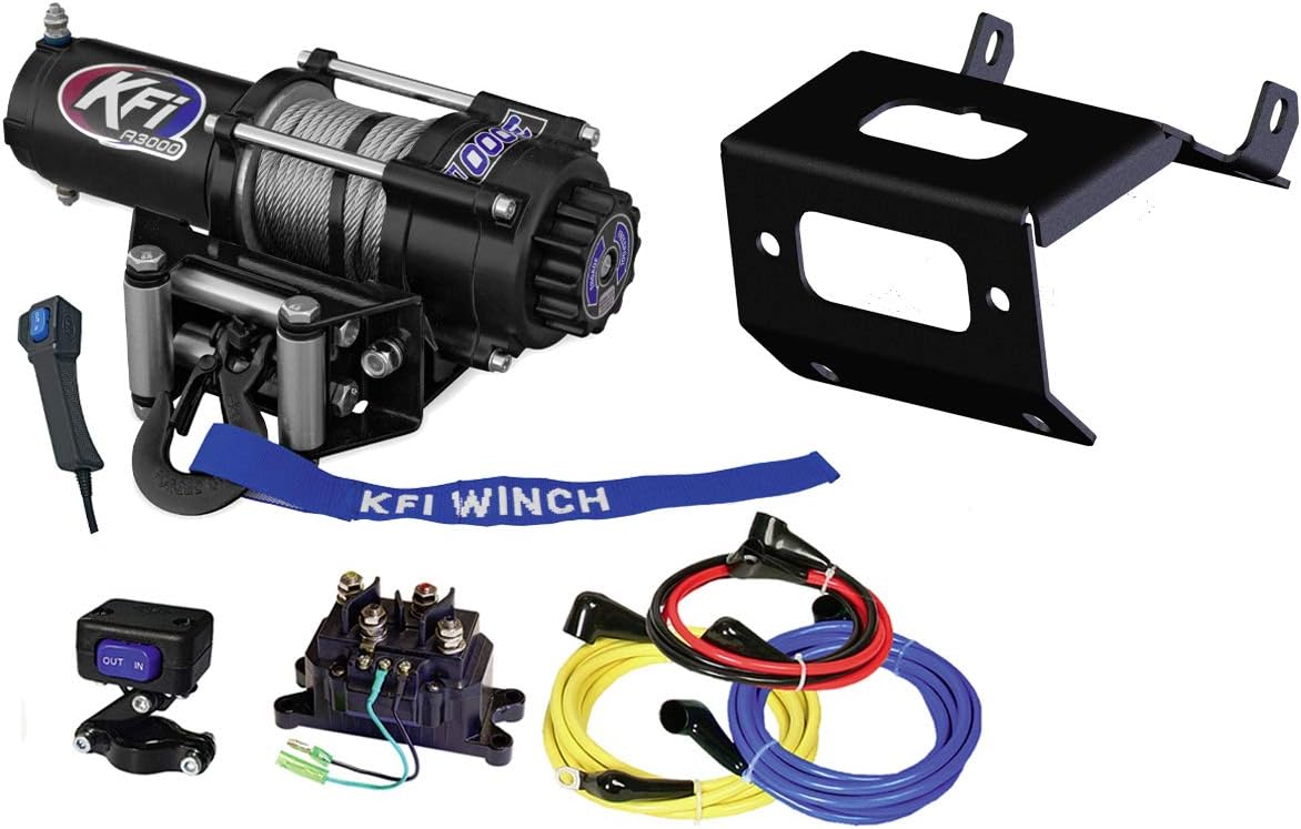 KFI A3000 3000lb Winch & Winch Mount kit Compatible / Replacement for Honda Foreman / Rubicon TRX420 TRX500 TRX520