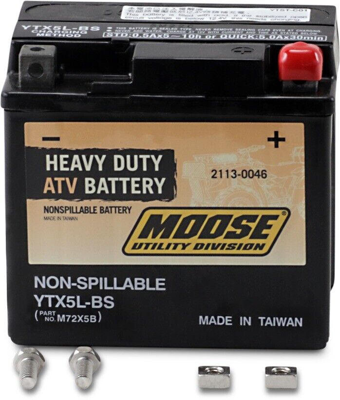 MOOSE UTILITY 2113-0046 MOOM72X5B Factory-Activated AGM Maintenance-Free Battery AGM Battery YTX5L