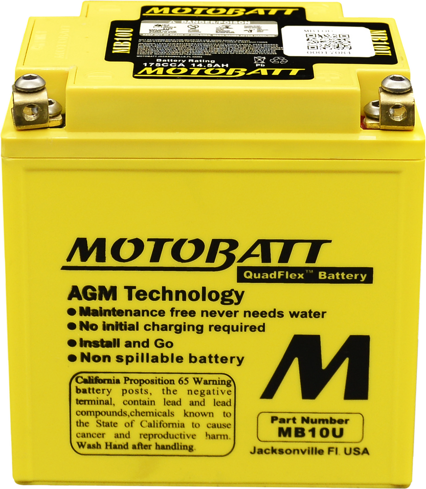 MOTOBATT BATTERY MB10U SEALED FACTORY ACTIVATED Replaces # 12N10-3A 12N10-3A-1 12N10-3A-2 12N10-3B 12N11-3A-1 YB10A-A2 YB10L-A2 YB10L-B YB10L-B2