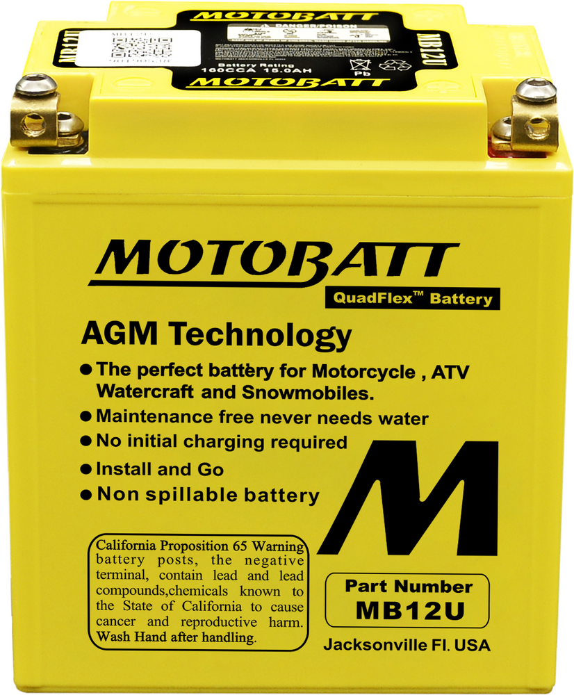 MOTOBATT BATTERY MB12U SEALED FACTORY ACTIVATED Replaces # 12N12A-4A-1 YB12A-A YB12A-B YB12AL-A YB12AL-A2 YB12C-A