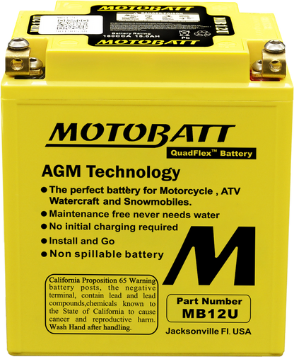 MOTOBATT BATTERY MB12U SEALED FACTORY ACTIVATED Replaces # 12N12A-4A-1 YB12A-A YB12A-B YB12AL-A YB12AL-A2 YB12C-A