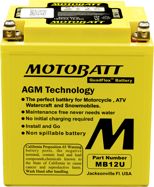 MOTOBATT BATTERY MB12U SEALED FACTORY ACTIVATED Replaces # 12N12A-4A-1 YB12A-A YB12A-B YB12AL-A YB12AL-A2 YB12C-A
